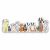 cute cartoon dogs in a row sticker (Vorderseite)