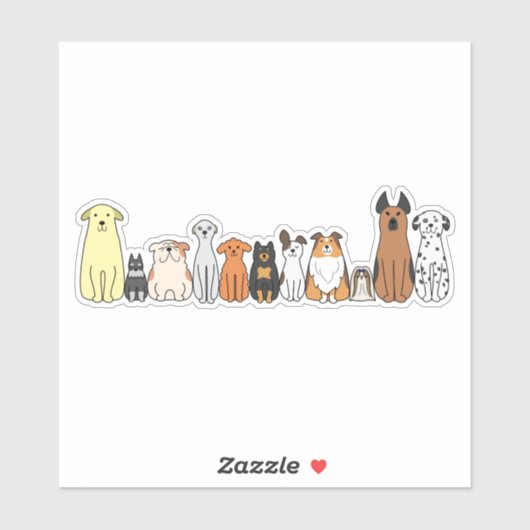 cute cartoon dogs in a row sticker (Blatt)