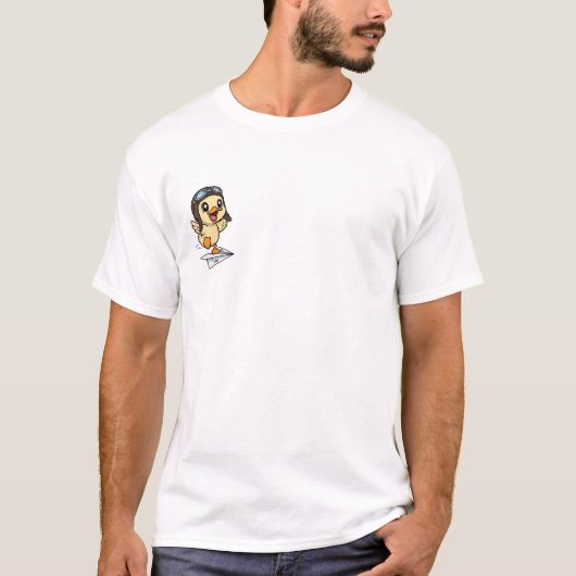 Cute Cartoon Duck Pilot Flying on Paper Airplane T-Shirt (Vorderseite)