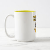 Cute Cartoon Duck Working on Laptop Zweifarbige Tasse (Links)