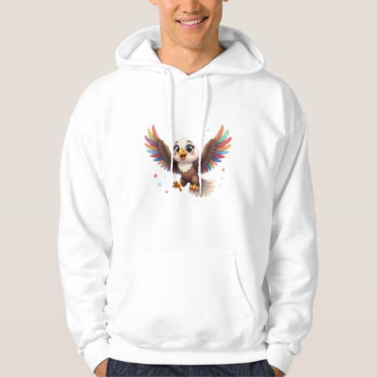 Cute Cartoon Eagle Flying – Friendly Vector Art Hoodie (Vorderseite)