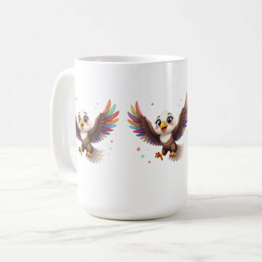 Cute Cartoon Eagle Flying – Friendly Vector Art Kaffeetasse (Vorderseite Links)