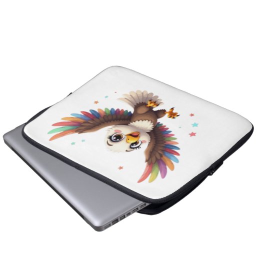 Cute Cartoon Eagle Flying – Friendly Vector Art Laptopschutzhülle (Vorne Knopf)