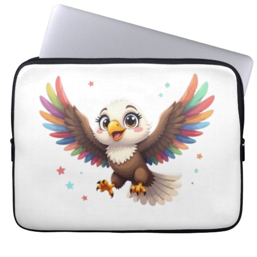 Cute Cartoon Eagle Flying – Friendly Vector Art Laptopschutzhülle (Vorderseite)