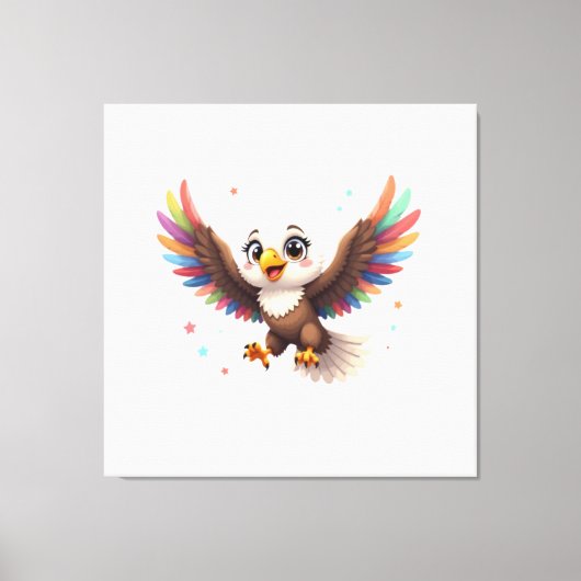 Cute Cartoon Eagle Flying – Friendly Vector Art Leinwanddruck (Vorderseite)