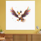 Cute Cartoon Eagle Flying – Friendly Vector Art Leinwanddruck (Insitu (Wohnzimmer))
