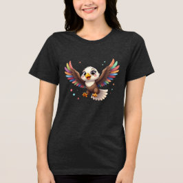 Cute Cartoon Eagle Flying – Friendly Vector Art Tri-Blend Shirt