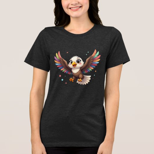 Cute Cartoon Eagle Flying – Friendly Vector Art Tri-Blend Shirt (Vorderseite)