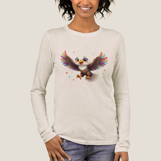 Cute Cartoon Eagle Flying – Friendly Vector Art Tri-Blend Shirt (Vorderseite)
