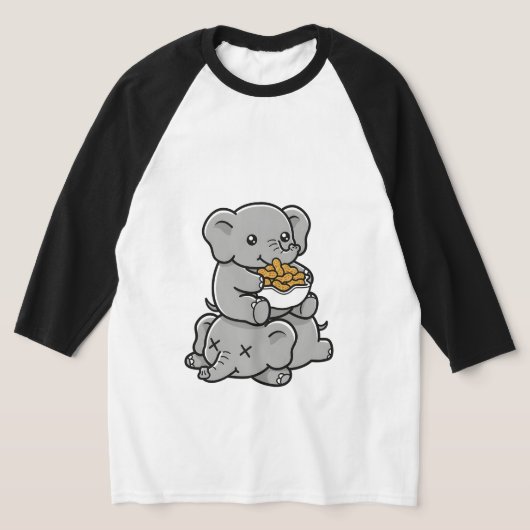 Cute Cartoon Elephants Eating Peanuts Fun Art T-Shirt (Ablage )