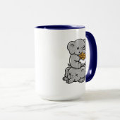 Cute Cartoon Elephants Eating Peanuts Fun Art Tasse (VorderseiteRechts)