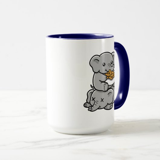 Cute Cartoon Elephants Eating Peanuts Fun Art Tasse (VorderseiteRechts)