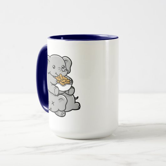 Cute Cartoon Elephants Eating Peanuts Fun Art Tasse (Vorderseite Links)