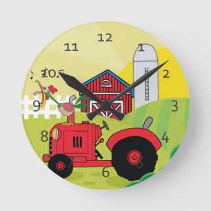Cute Cartoon Farm Runde Wanduhr