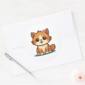 Cute Cartoon Floral Cat Sticker – Kitten Design (Umschlag)