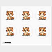 Cute Cartoon Floral Cat Sticker – Kitten Design (Blatt)