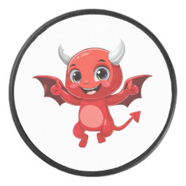 Cute cartoon flying devil eishockey puck