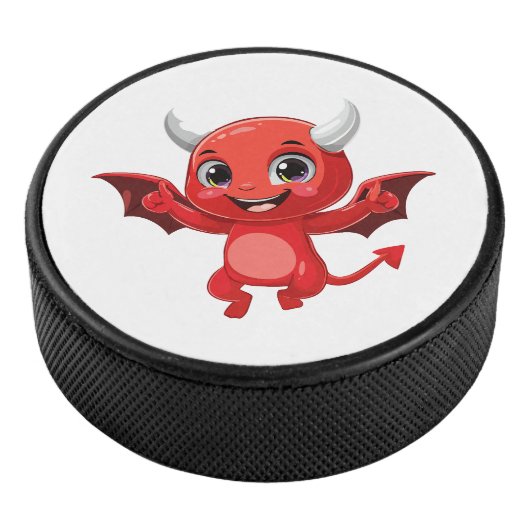 Cute cartoon flying devil eishockey puck (3/4)