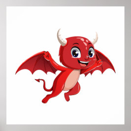 Cute cartoon flying devil poster