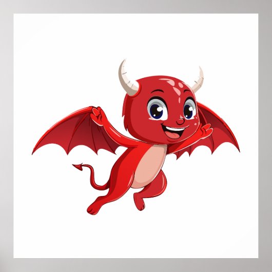 Cute cartoon flying devil poster (Vorne)