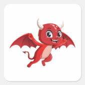 Cute cartoon flying devil quadratischer aufkleber (Vorderseite)
