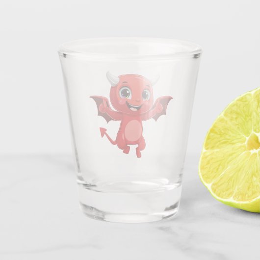 Cute cartoon flying devil schnapsglas (Rückseite)