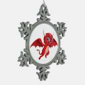 Cute cartoon flying devil schneeflocken Zinn-Ornament (Links)