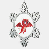 Cute cartoon flying devil schneeflocken Zinn-Ornament (Rechts)