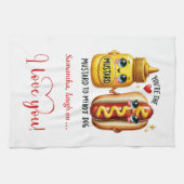 Cute Cartoon Food Towel Custom Name Valentine Geschirrtuch (Horizontal)