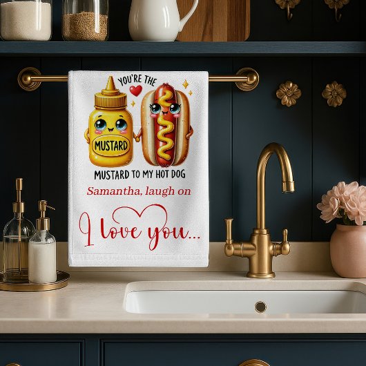 Cute Cartoon Food Towel Custom Name Valentine Geschirrtuch