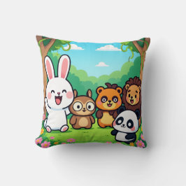 Cute Cartoon Forest Animals Friends  Kissen