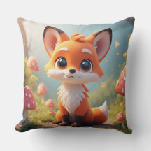 Cute Cartoon Fox Sitting On Forest Path