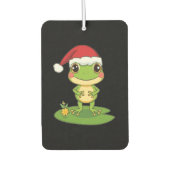 Cute Cartoon Frog Character Wearing a Santa Hat on Autolufterfrischer (Vorderseite)