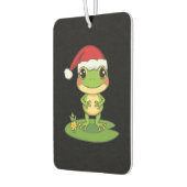 Cute Cartoon Frog Character Wearing a Santa Hat on Autolufterfrischer (Links)