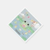 Cute Cartoon Frog Pond Birthday Party Serviette (Ecke)