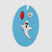 Cute Cartoon Ghost with Red Balloon Ornament (Vorderseite)