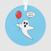 Cute Cartoon Ghost with Red Balloon Ornament (Rückseite)