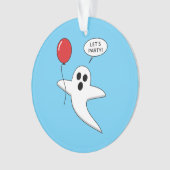 Cute Cartoon Ghost with Red Balloon Ornament (Vorderseite)