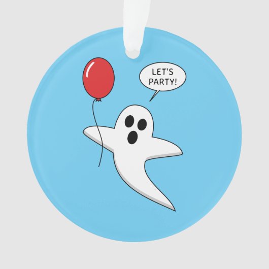 Cute Cartoon Ghost with Red Balloon Ornament (Vorderseite)