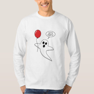 Cute Cartoon Ghost with Red Balloon T-Shirt