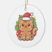 Cute Cartoon Gingerbread Cat Cookie Christmas Keramik Ornament (Links)