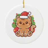 Cute Cartoon Gingerbread Cat Cookie Christmas Keramik Ornament (Hinten)