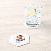 Cute Cartoon Giraffe with Santa Hat & Snowman Clas Untersetzer (Vor Ort)