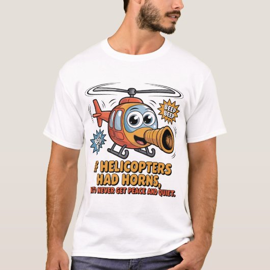 Cute Cartoon Helicopter Horn – Funny Pilot Humor D T-Shirt (Vorderseite)