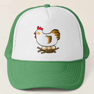 Cute Cartoon Hen on Nest with Farm Eggs Truckerkappe