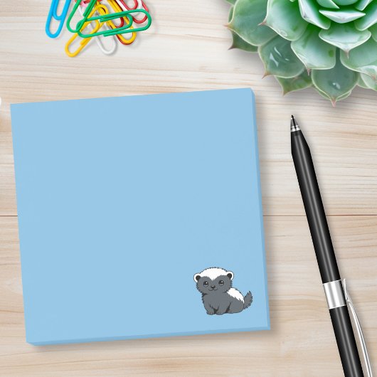 Cute Cartoon Honey Badger Blue Post-it Klebezettel