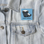 Cute Cartoon Honey Badger Custom Name Blue Button (Beispiel)