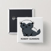 Cute Cartoon Honey Badger Custom Name Button (Vorne & Hinten)