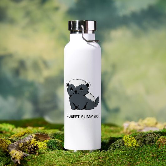 Cute Cartoon Honey Badger Custom Name Trinkflasche (Außenbereich (gedreht))