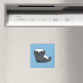 Cute Cartoon Honey Badger on Blue Magnet (In Situ (Geschirrspüler))
